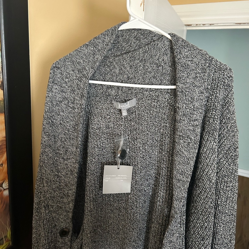 Grey and white marled sweater xxl